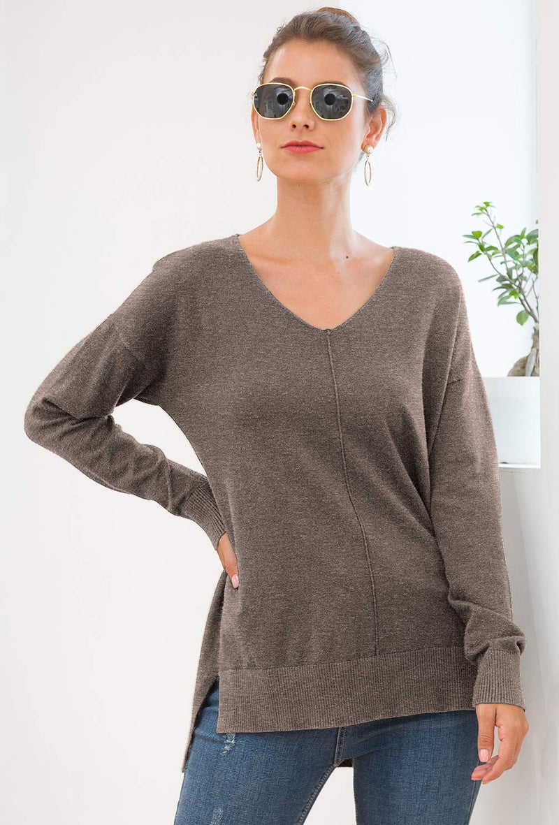 Jouica Women's Winter Sweater Breeze Light Knit Casual Sweater with High Low Hemline,Brown,XX-Large - Image 2